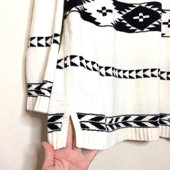 Oversized Vintage sweater long sleeve v neck tribal Aztec boho jumper 90’s print - Picture 5 of 8